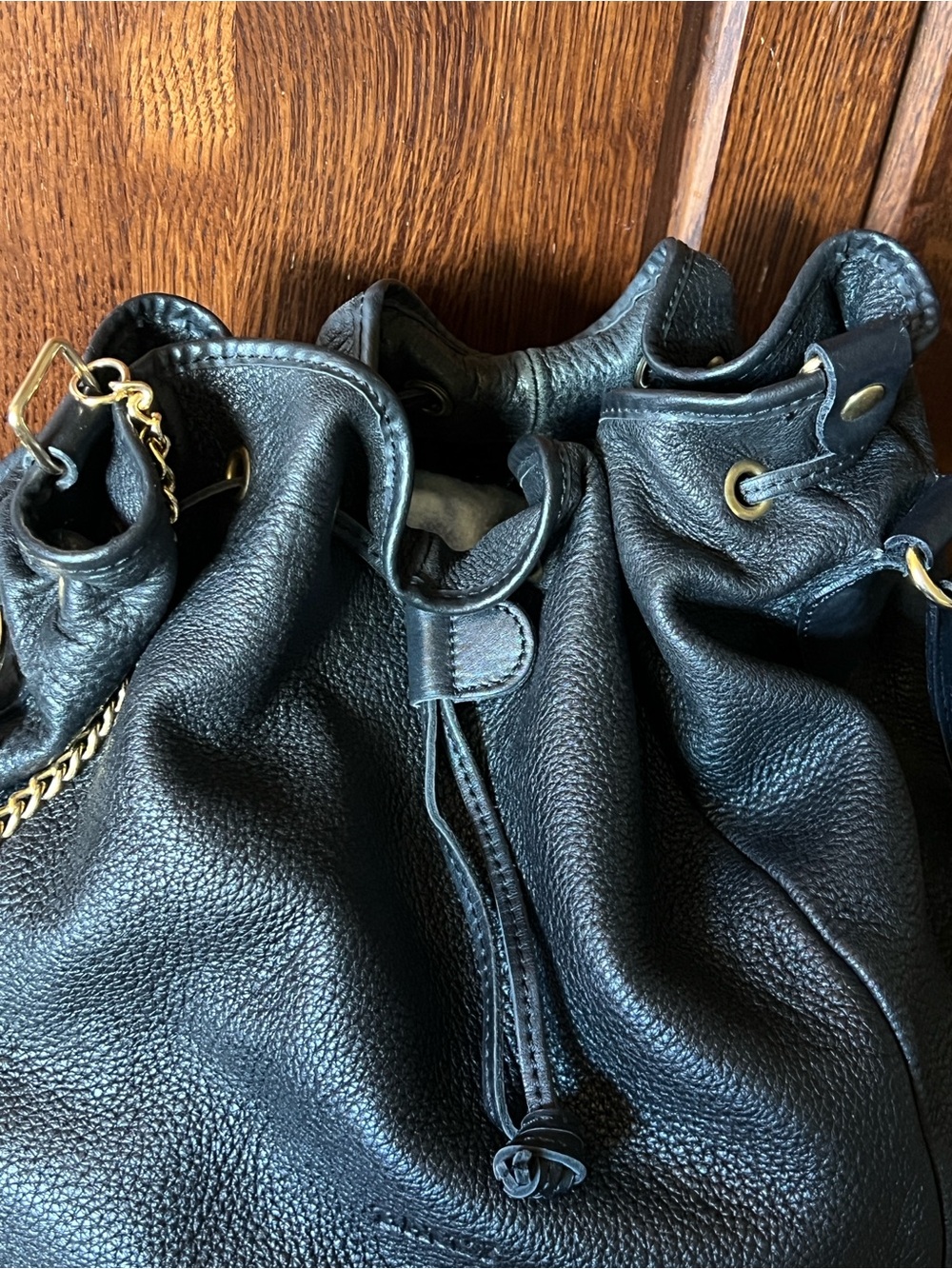 Vintage BALLY Thick Soft Slouchy Black Pebbled Premium Leather Bucket Bag XL - Picture 14 of 16
